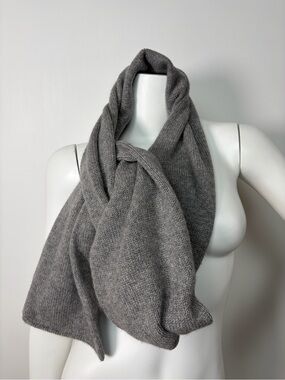Malo Gray Cashmere Wool Hooded Scarf